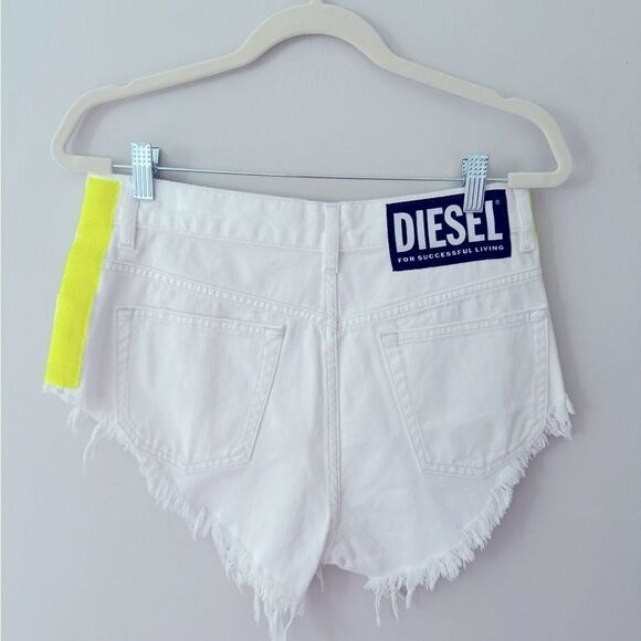 ⭕️ DIESEL Denim Shorts White Neon Zipper 27 - Picture 4 of 5